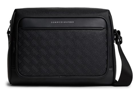 TOMMY HILFIGER TH Modern Monogram Messenger Bag Black TOMMY HILFIGER TH Modern Monogram Messenger Bag Black