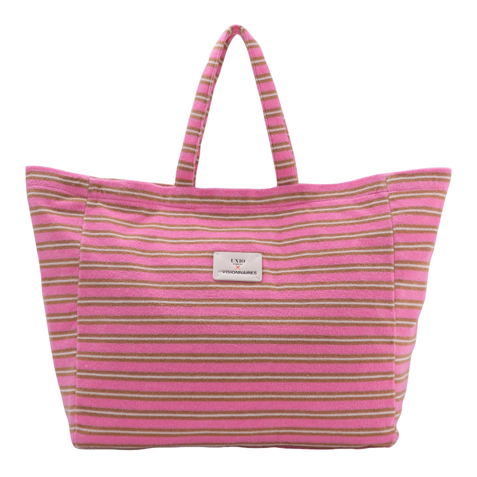 Unio Hamburg x Les Visionnaires Frottee Unio Beach Bag Pink Cognac Ecru