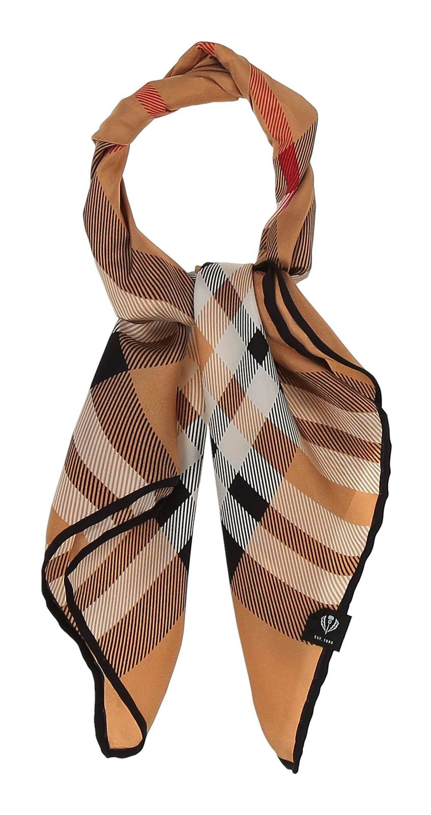 FRAAS Nicki Silk Stole With Fraas Plaid Karo Camel FRAAS Nicki Silk Stole With Fraas Plaid Karo Camel