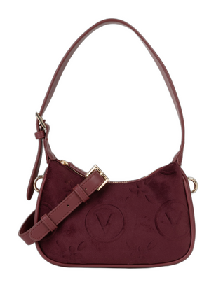 VALENTINO Samba Velvet Shoulder Bag Bordeaux VALENTINO Samba Velvet Shoulder Bag Bordeaux