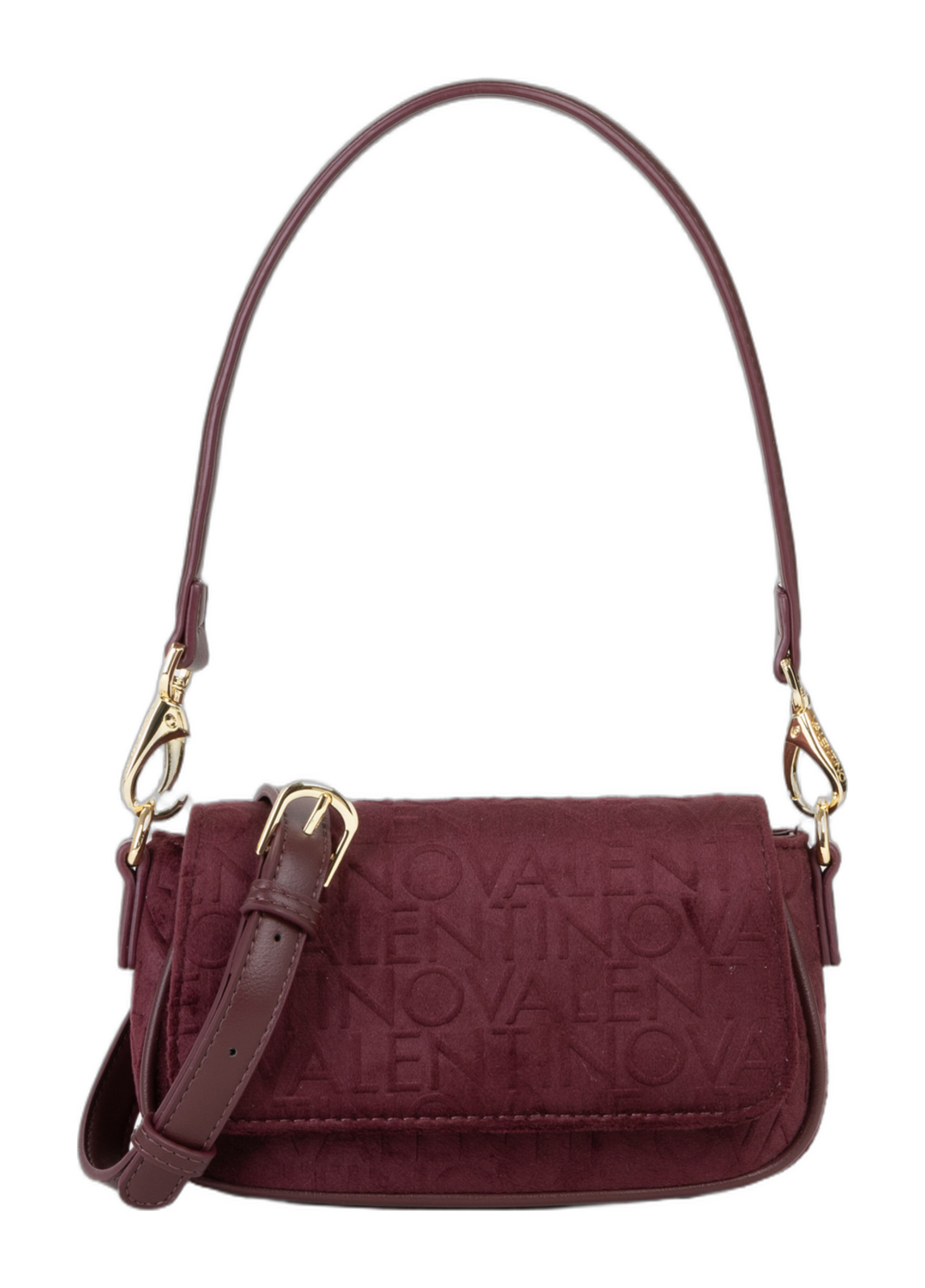 VALENTINO Velvet Flap Bag Bordeaux