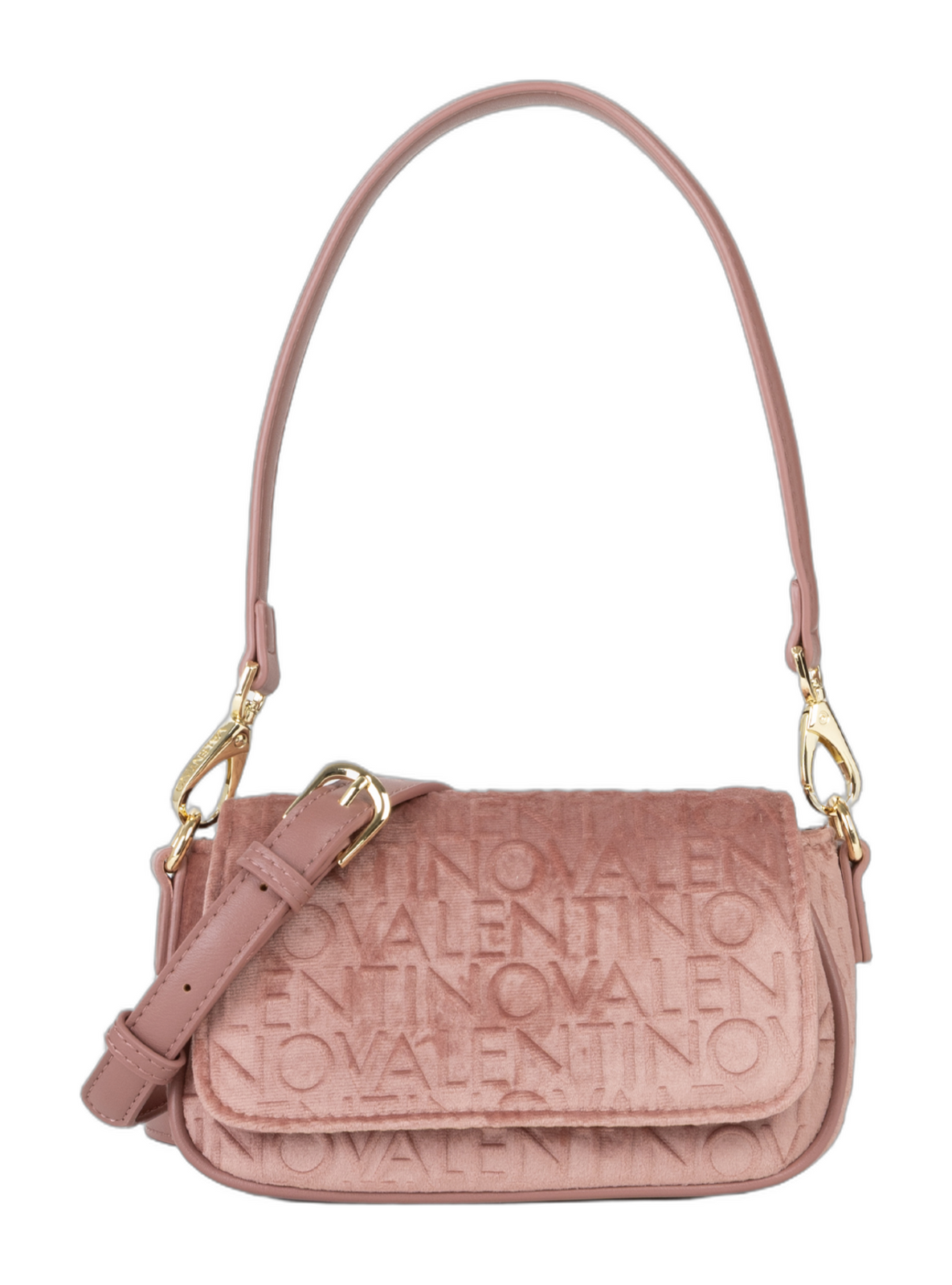 VALENTINO Velvet Flap Bag Nudo
