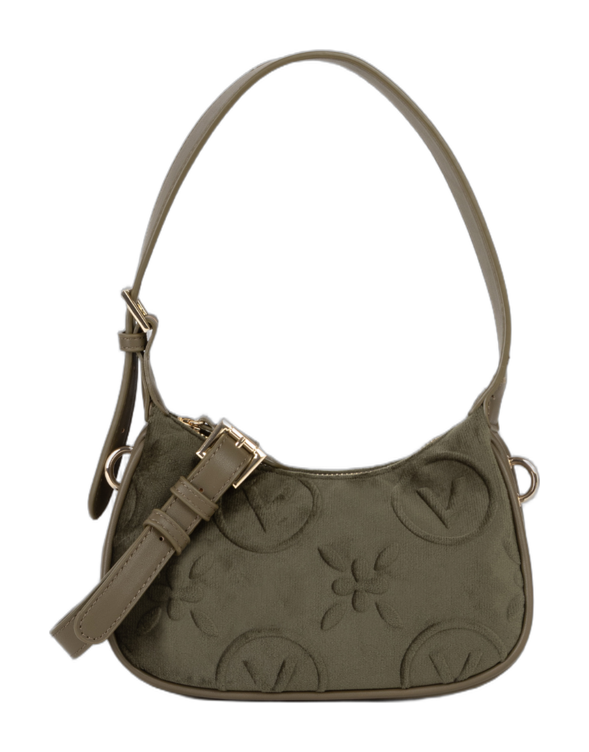 VALENTINO Samba Velvet Shoulder Bag Verde Militare