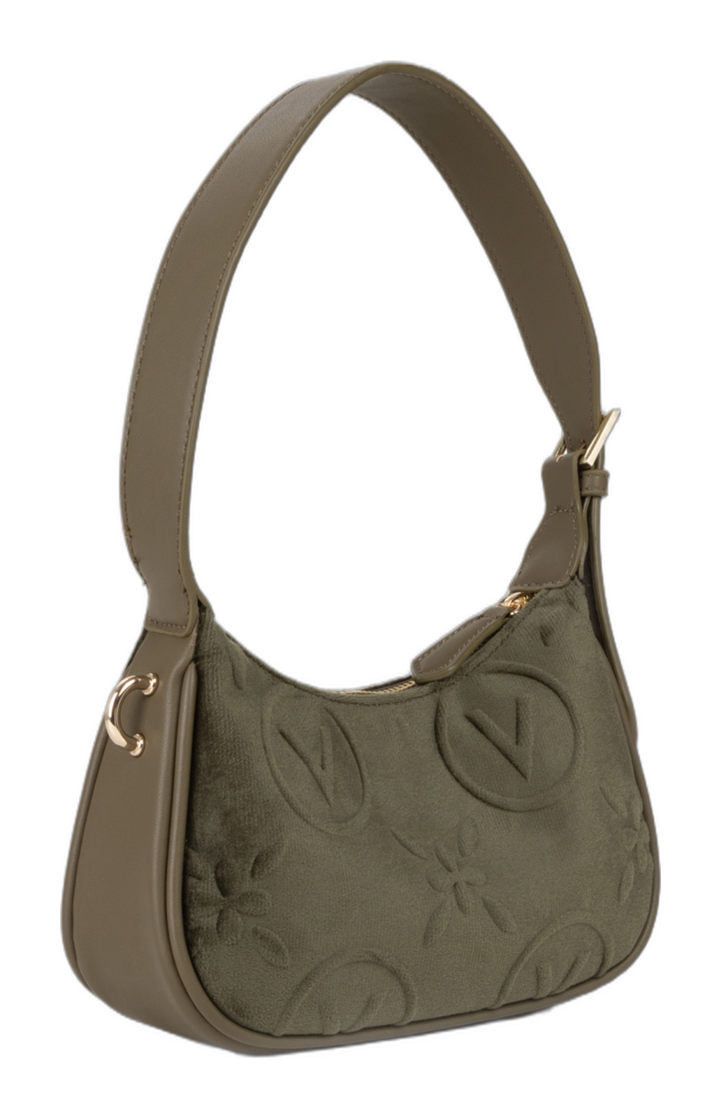 VALENTINO Samba Velvet Shoulder Bag Verde Militare VALENTINO Samba Velvet Shoulder Bag Verde Militare