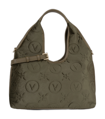 VALENTINO Samba Velvet Shopping Bag Verde Militare
