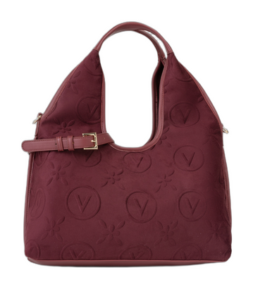VALENTINO Samba Velvet Shopping Bag Bordeaux