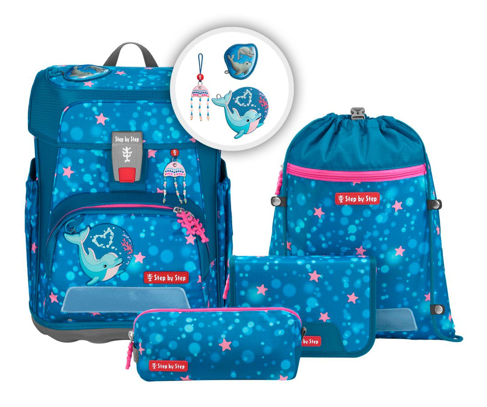 Step by Step Cloud Schulranzen-Set 5-teilig Dolphin Azura